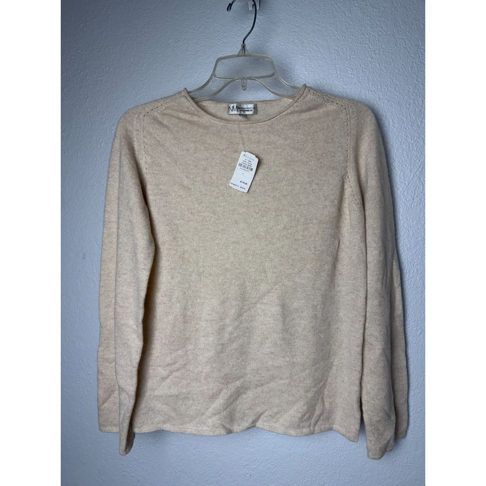 Neiman Marcus Cashmere Sweater Women's Medium Beige Knit Luxury Elevated Capsule